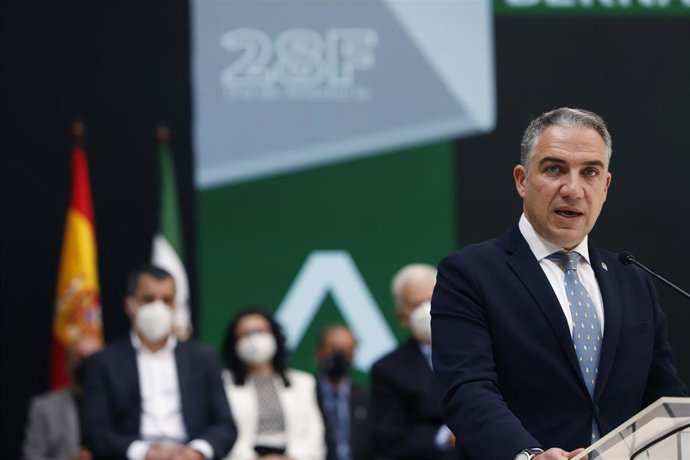 El consejero de la Presidencia, Administración Pública e Interior, Elías Bendodo, presiden la entrega de las Banderas de Andalucía 2021 de la provincia de Málaga. En el Museo de la Aduana.En el Museo de la Aduana.. Málaga a 26 de febrero 2021