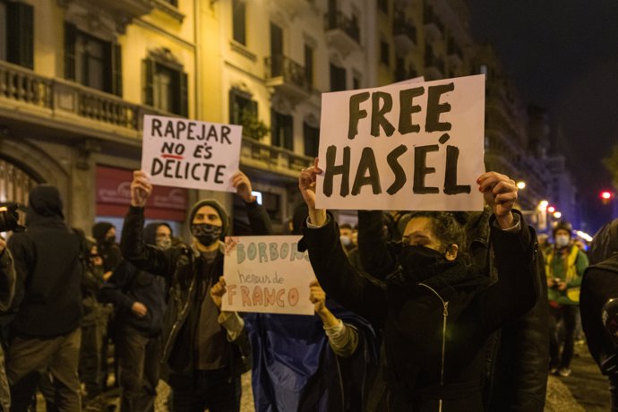 Manifestación en apoyo a Pablo Hasél