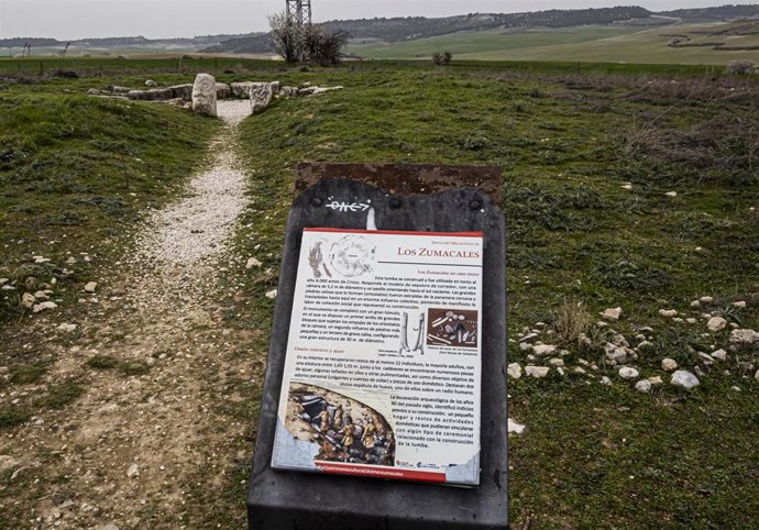 Acceso al dolmen de Los Zumacales.