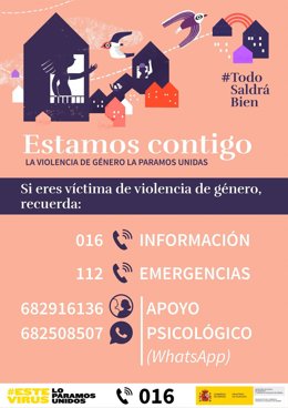 Archivo - Carteles informativos sobre los teléfonos de ayuda a víctimas de violencia machista