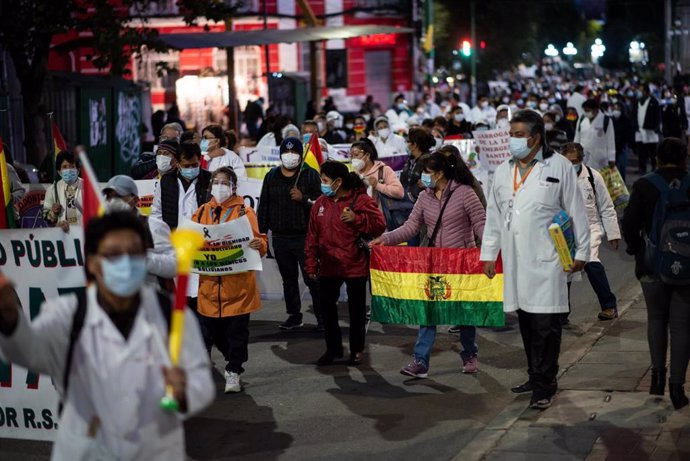 Huelga del sector médico en Bolivia.