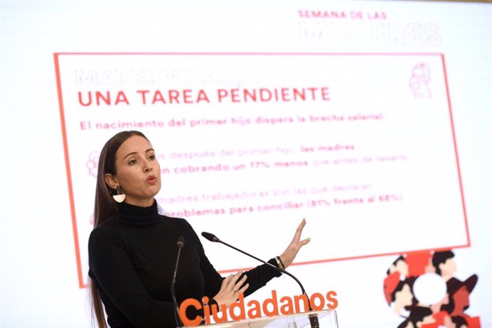 La portavoz del Comité Ejecutivo de Ciudadanos, Melisa Rodríguez, en una rueda de prensa en la sede del partido en Madrid.