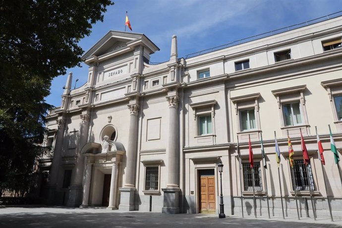 Archivo - Fachada exterior del Palacio del Senado en Madrid.