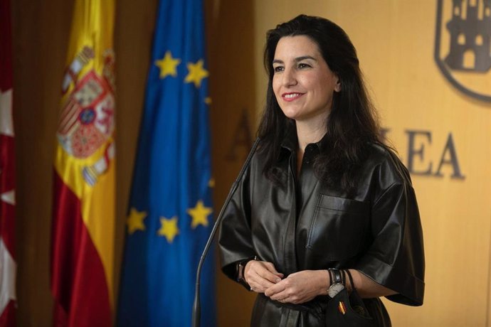 La portavoz de Vox en la Asamblea de Madrid, Rocío Monasterio, durante el Pleno de la Asamblea de Madrid