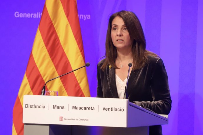 La consellera de Presidncia i portaveu del Govern, Meritxell Budó, en una roda de premsa telemtica.