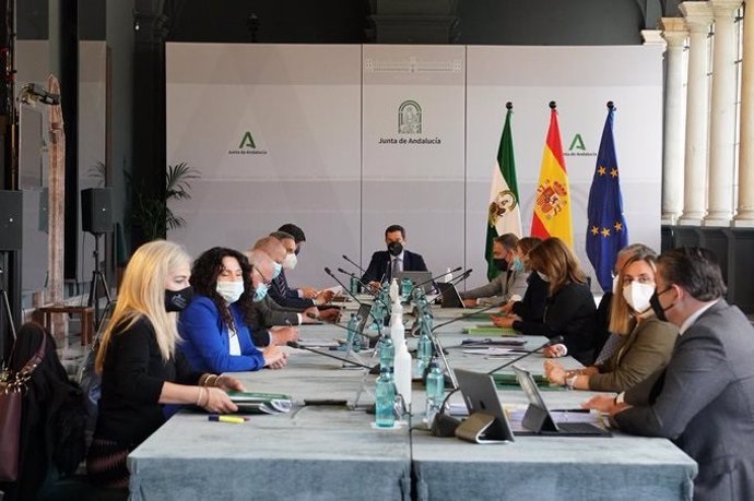 Reunión del Consejo de Gobierno de la Junta de Andalucía encabezada por su presidente, Juanma Moreno