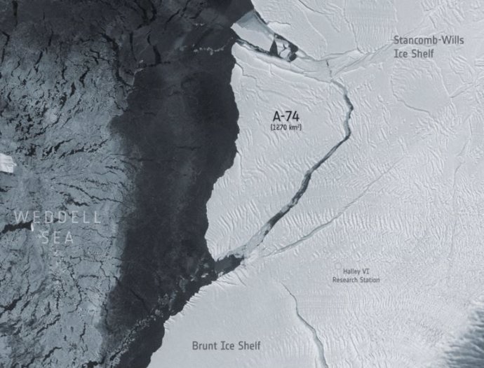 Imagen satelital del iceberg A-74