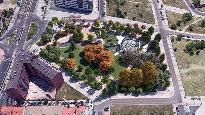 Simulación del diseño de la futura plaza de la Ciudad de la Comunicación de Valladolid.