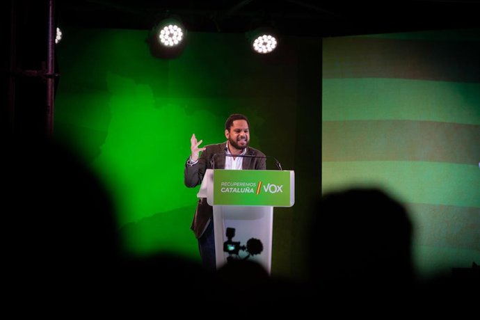 El candidato de la formación a la Presidencia de la Generalitat, Ignacio Garriga, durante el acto de cierre de campaña del partido en Barcelona, Catalunya (España), a 12 de febrero de 2021. Foto de archivo