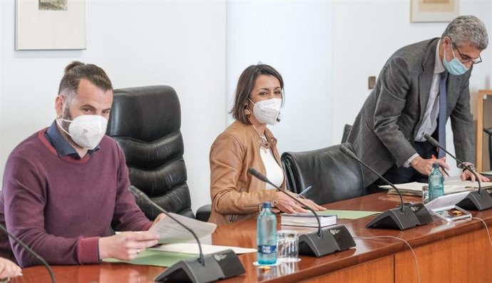 La presidenta del Parlamento de Andalucía, Marta Bosquet, en una reunión de la Junta de Portavoces.