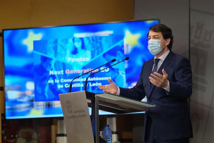 Mañueco presenta en rueda de prensa la estrategia de captación de fondos europeos