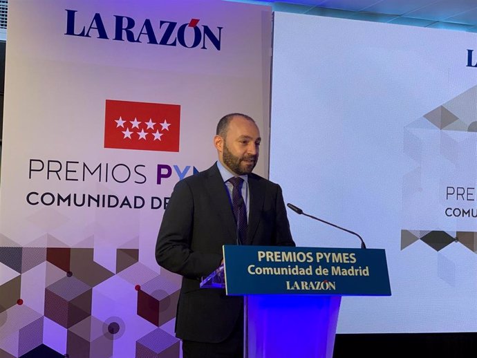 El consejero de Economía, Empleo y Competitividad, Manuel Giménez, durante la entrega de los Premios Pymes Comunidad de Madrid, organizados por el periódico La Razón.