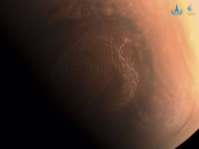Imagen del polo norte de Marte tomada por Tianwen 1