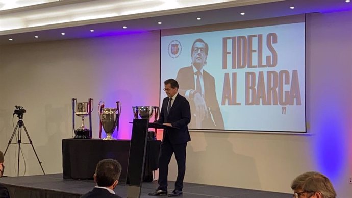 El candidato a la presidencia del FC Barcelona Toni Freixa, en rueda de prensa de balance de la campaña electoral