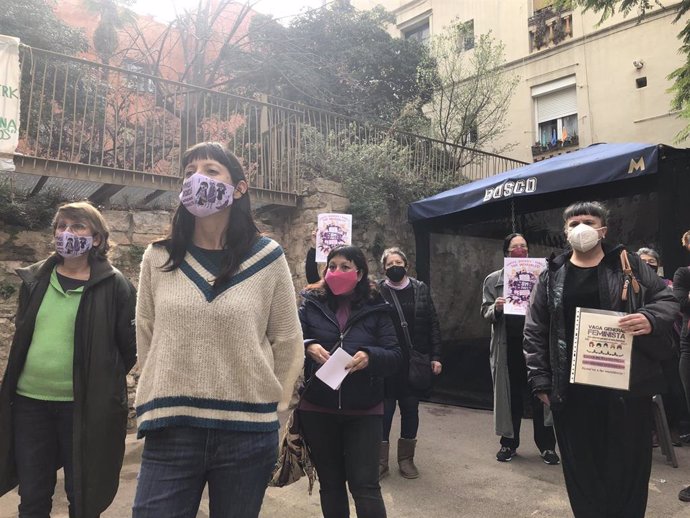 Rueda de prensa de presentación de los actos que el colectivo Vaga Feminista ha programado para los días 7 y 8 de marzo del 2021, en ocasión del Día Internacional de la Mujer, en Barcelona a 4 de marzo del 2021.