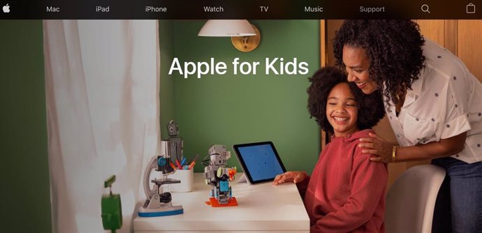 Sección Apple for kids de la web de Apple.