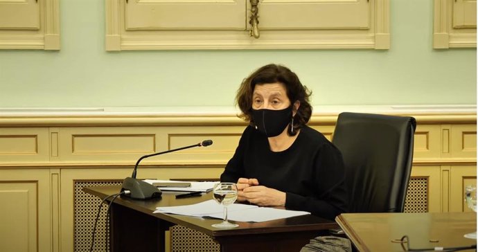 La consellera de Asuntos Sociales y Deportes, Fina Santiago, durante la comisión parlamentaria.