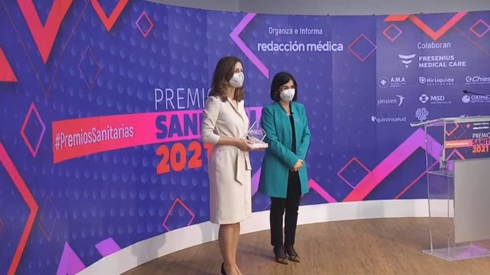 La ministra de Sanidad, Carolina Darias, en la entrega de los Premios 'Santiarias' 2021