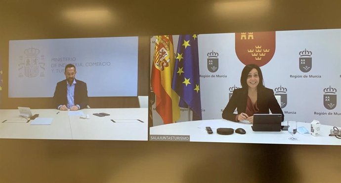 Reunión por videoconferencia de la consejera Cristina Sánchez con el secretario de Estado de Turismo, Fernando Valdés.