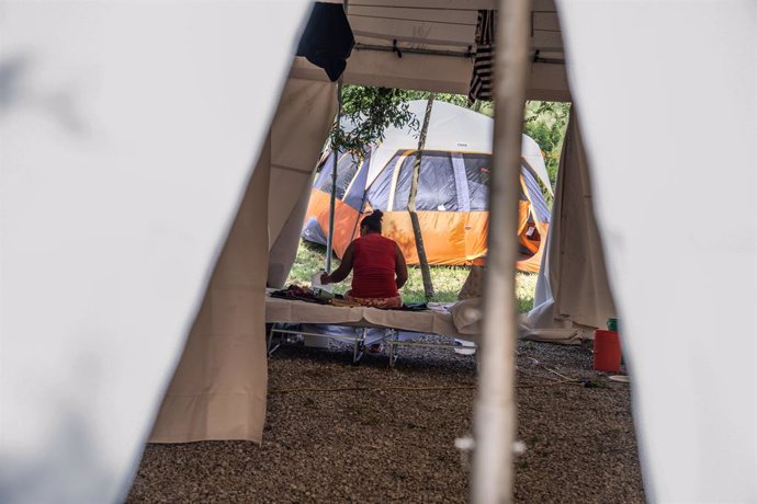 Archivo - Campamento de migrantes en Matamoros, México