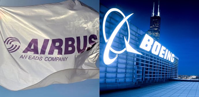 Archivo - Airbus y Boeing