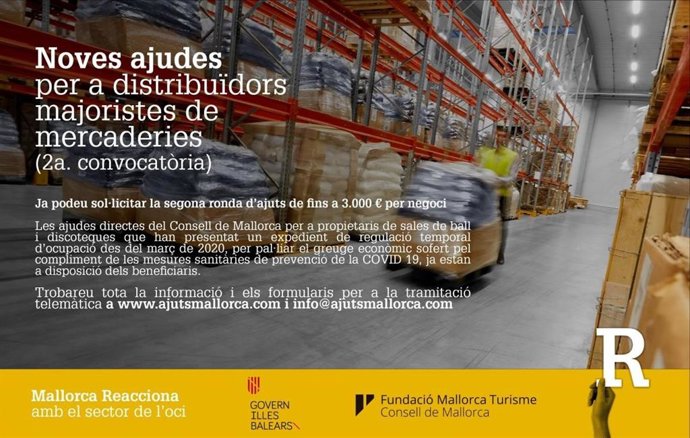 El Consell abre la segunda convocatoria de ayudas directas para empresas de distribución mayorista y discotecas.