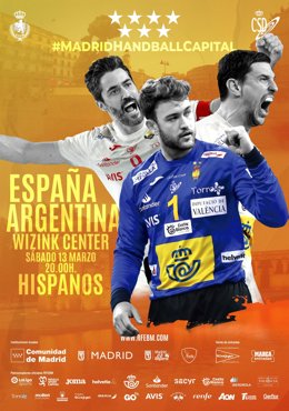 Cartel amistoso España-Argentina de balonmano