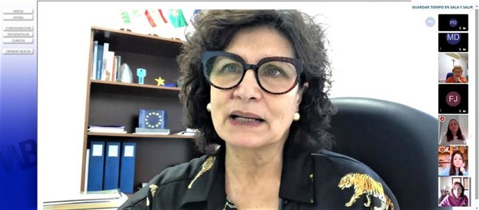 Carmen Navarro durante el encuentro virtual