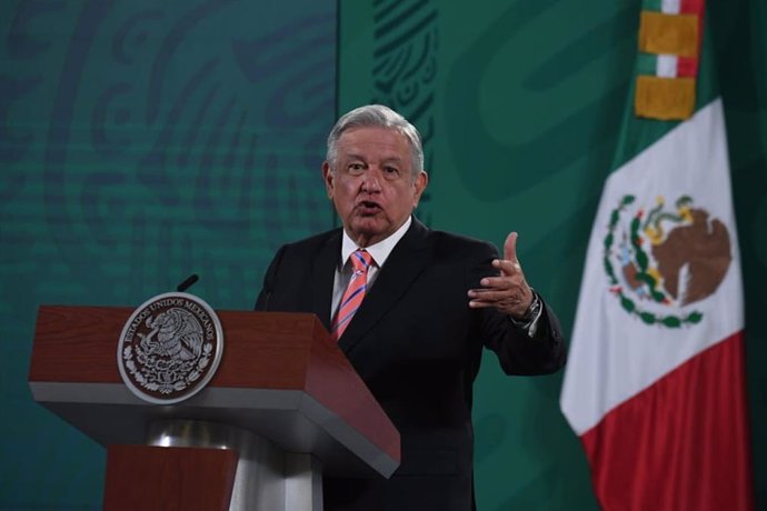 HANDOUT - 05 March 2021, Mexico, Mexico City: Mexican President Andres Manuel Lopez Obrador speaks during his daily press conference. Photo: -/El Universal via ZUMA Wire/dpa - ATTENTION: editorial use only and only if the credit mentioned above is refer