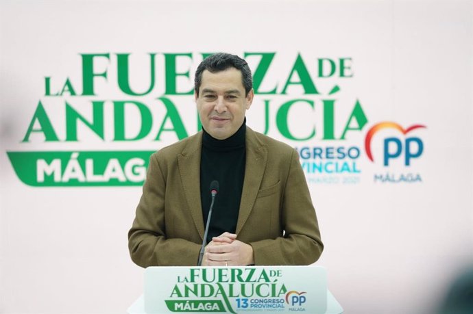 El presidente del PP-A y de la Junta, Juanma Moreno, en Málaga