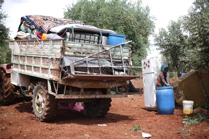 Archivo - Desplazados internos en la ciudad de Arme, en Siria