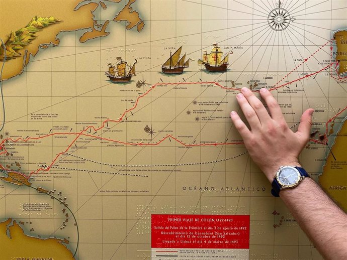 Mapa del primer viaje de Colón a América
