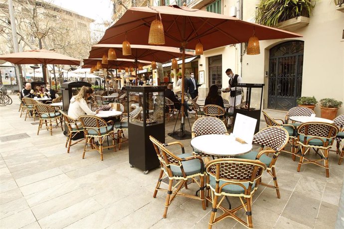 La terraza de una cafetería en Palma de Mallorca