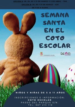 Cartel del programa de conciliación y de actividades para niños de 5 a 11 años.