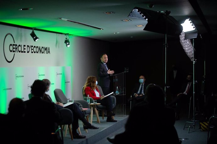 El jefe de Gobierno de Andorra, Xavier Espot, en la sesión presencial y telemática Andorra y el mundo: tras la pandemia