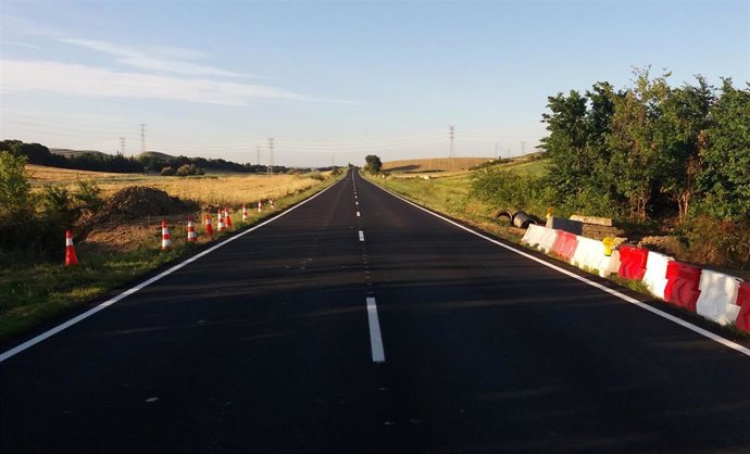 Tramo de carretera de la NA-115 donde se realizarán las obras