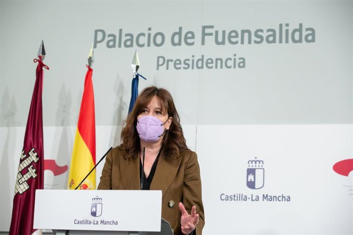 La portavoz de C-LM, Blanca Fernández, en rueda de prensa.