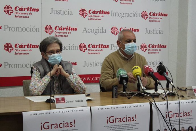 La Directora Y El Secretario General De Cáritas Salamanca, Carmen Calzada Y José María Rodríguez.