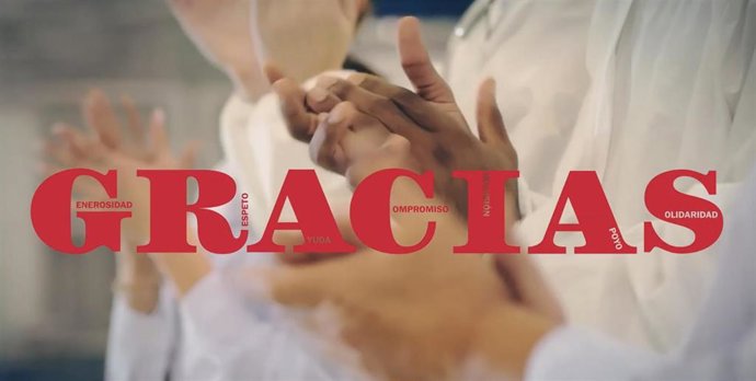 Cartel de Cáritas en agradecimiento por la ayuda recibida durante el último año