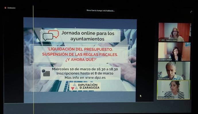Más de 130 alcaldes y concejales participan en la jornada online, organizada por la DPZ, sobre el uso de remanentes
