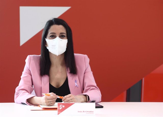 La presidenta de Ciudadanos, Inés Arrimadas, durante una reunión del Comité Permanente de Ciudadanos, en Madrid, (España), a 8 de marzo de 2021.