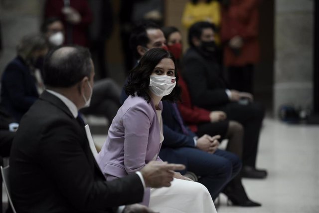 La presidenta de la Comunidad de Madrid, Isabel Díaz Ayuso, preside la entrega de los Reconocimientos 8M, con motivo del Día Internacional de la Mujer, en Madrid (España), a 8 de marzo de 2021.