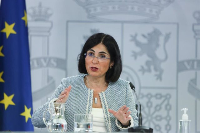 La ministra de Sanidad, Carolina Darias, ofrece una rueda de prensa tras la reunión del Consejo Interterritorial de Salud, en Madrid (España), a 10 de marzo de 2021. El Ministerio de Sanidad y las Comunidades Autónomas han acordado finalmente este miércol
