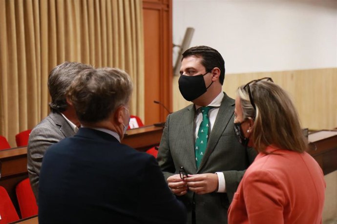 Archivo - El alcalde de Córdoba, José María Bellido, con la portavoz de Cs, Isabel Albás, y los ediles Salvador Fuentes y Miguel Ángel Torrico, en una imagen de archivo.