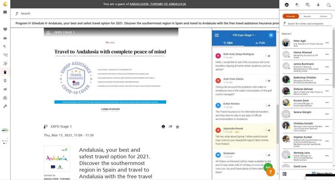 Unos 300 profesionales internacionales participan en la ponencia de Andalucía en la ITB de Berlín.