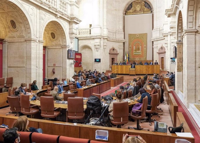 Vista general del Pleno del Parlamento andaluz.
