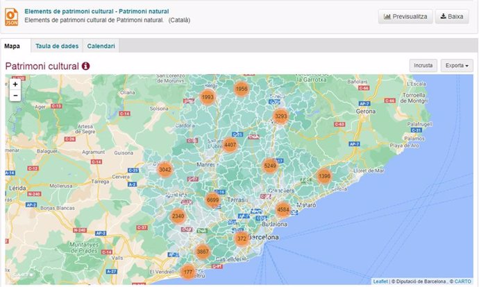 La Diputación de Barcelona añade al portal de datos abiertos los mapas del patrimonio cultural