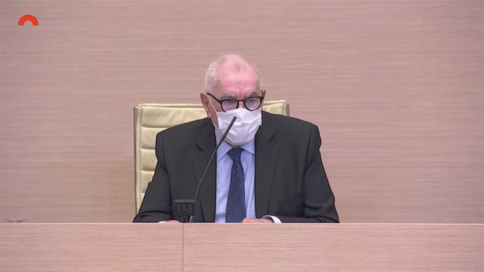 El presidente de la Mesa de Edad del Parlament, Ernest Maragall, en el pleno de constitución de la XIII legislatura.