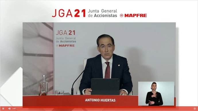 El presidente de Mapfre, Antonio Huertas, en la junta general de accionistas 2021.