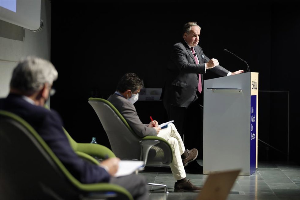 El presidente ejecutivo de Damm, Demetrio Carceller Arce, durante la sesión.